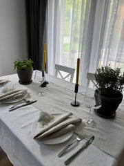 Set de masă din in Alb