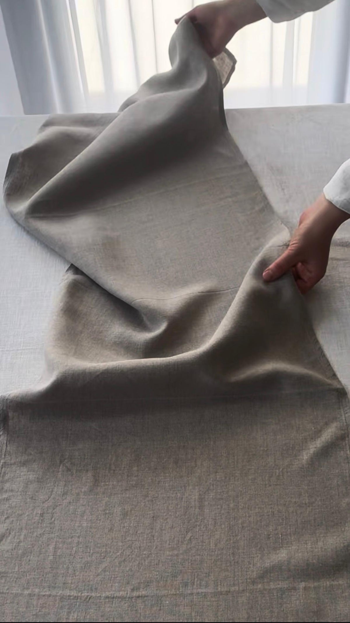 Traversă din in stonewashed Melange